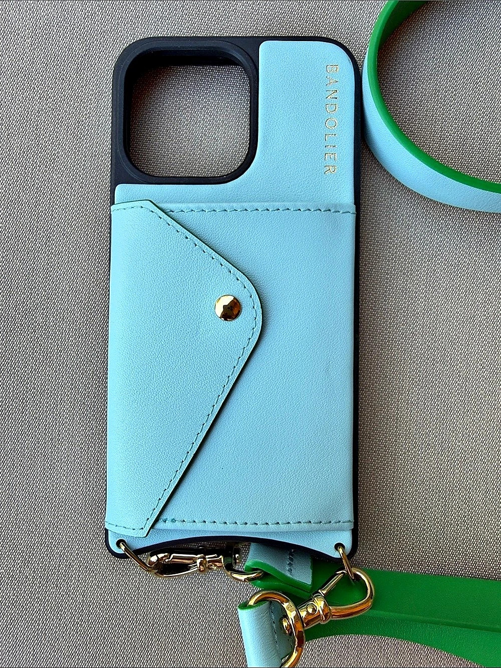 Bandolier iPhone 15 Pro Max Crossbody Phone Case Green & Blue - Picture 2 of 6